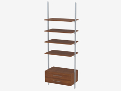 Rack with four shelves and two drawers