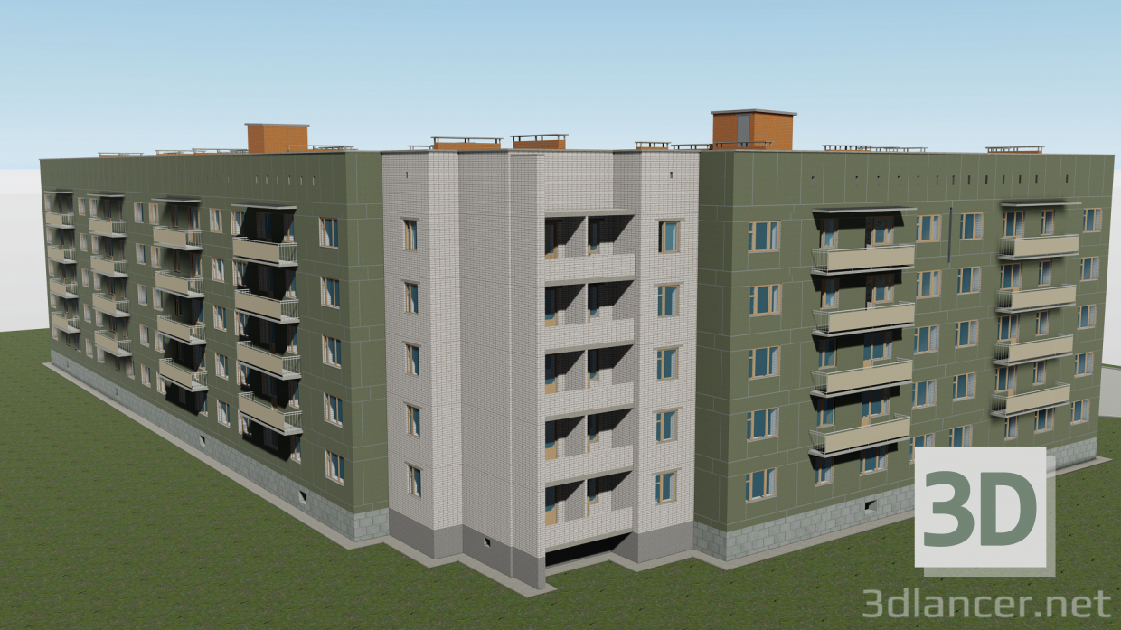 3d Пятиэтажка серии 114-86 г. Троицка Дерибаса 40 модель купить - ракурс