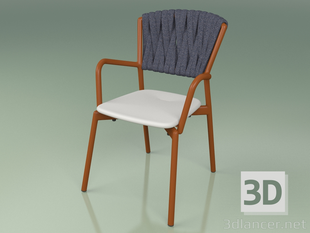 3d model Silla 221 (óxido de metal, resina de poliuretano gris, cinturón acolchado gris-azul) - vista previa