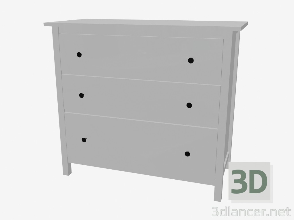 Modelo 3d Peito de 3 gavetas - preview