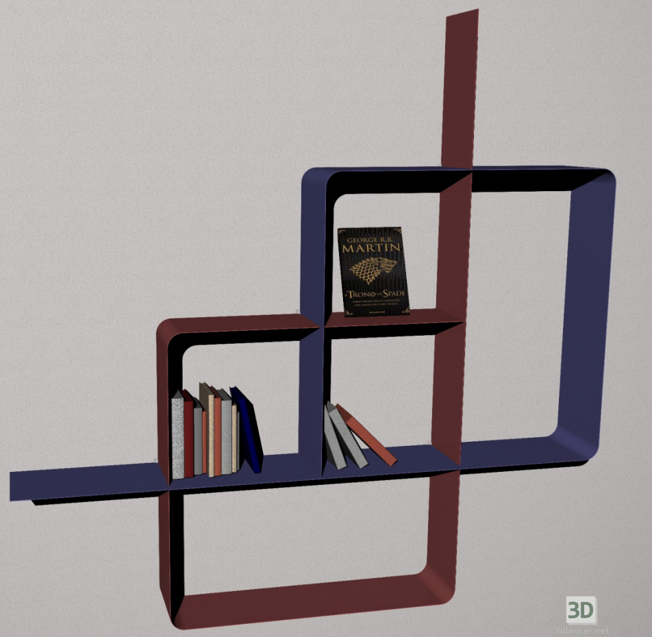 Modelo 3d prateleira de livros - preview