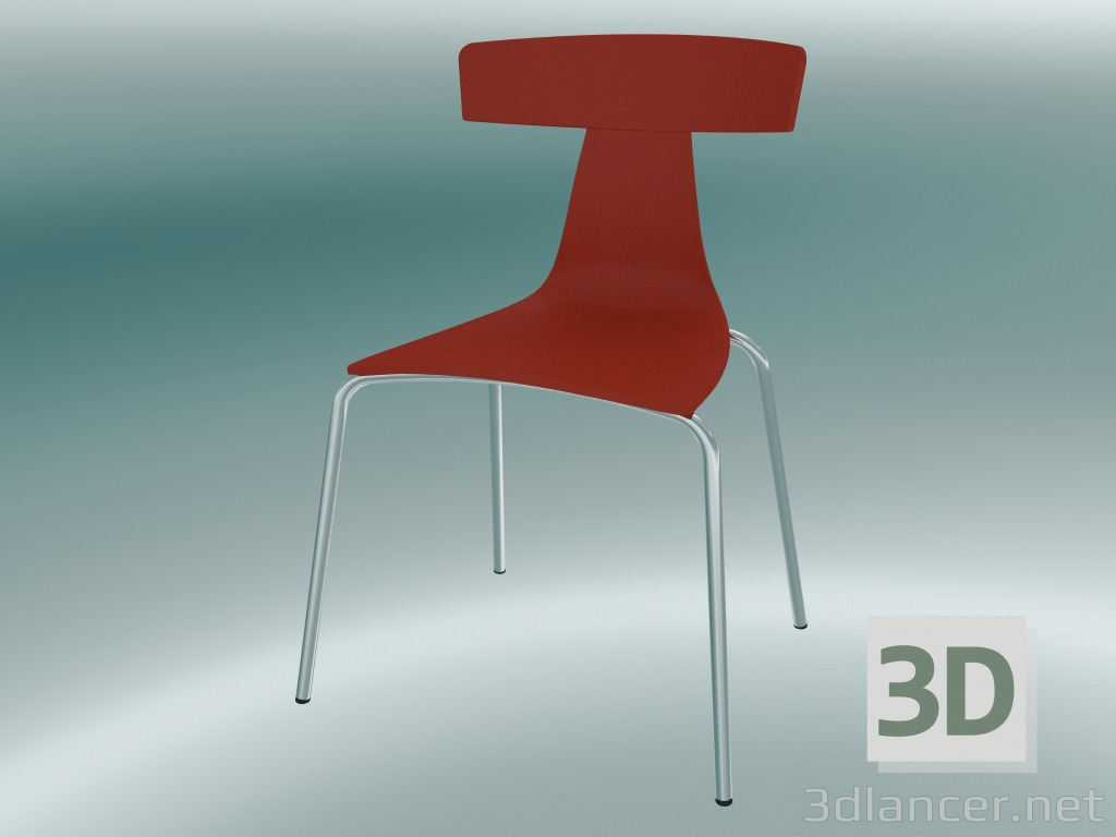 3d модель Стул стекируемый REMO plastic chair (1417-20, plastic coral red, chrome) – превью