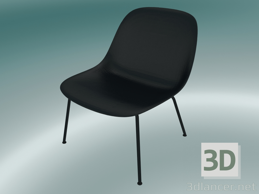 3d model Sillón con tubos en la base de fibra (negro) - vista previa