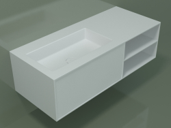 Lavabo con cajón y compartimento (06UC724S2, Glacier White C01, L 120, P 50, H 36 cm)