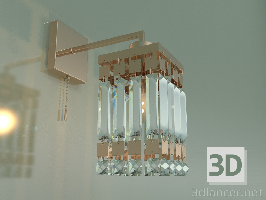 3d model Aplique Barra 10100-1 (oro-cristal transparente) - vista previa