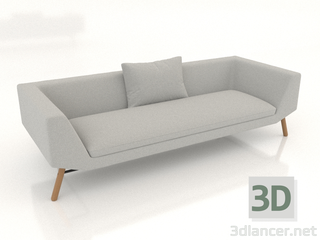 3d model 3-seater sofa (wooden legs) - preview