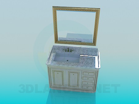 3d model Vanity with mirror - preview