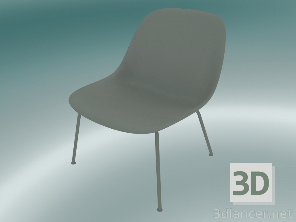 3d model Sillón con tubos en la base de fibra (gris) - vista previa