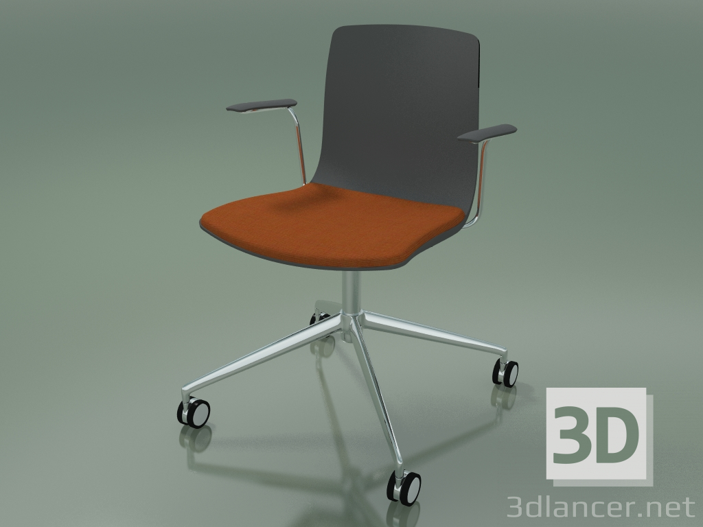 3D modeli Sandalye 5913 (tekerleklerde, polipropilen, koltukta minderli, kolçaklı) - önizleme