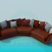 3D Modell Halbrunde Sofa mit Kissen - Vorschau