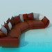 3D Modell Halbrunde Sofa mit Kissen - Vorschau