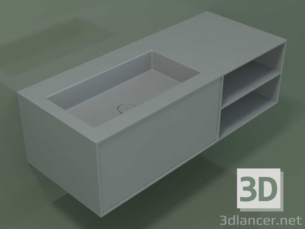 3d model Lavabo con cajón y compartimento (06UC724S2, Silver Grey C35, L 120, P 50, H 36 cm) - vista previa