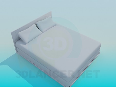 Modelo 3d Cama com almofadas - preview