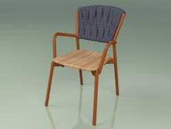 Sedia 221 (Metallo Ruggine, Teak, Cintura Imbottita Grigio-Blu)