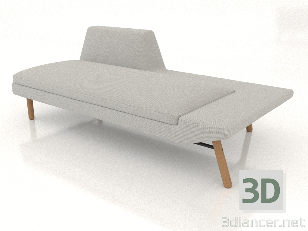 3d model Chaise longue abierta 186 con reposabrazos a la izquierda (patas de madera) - vista previa