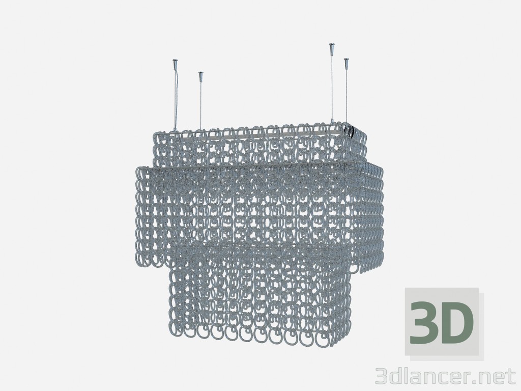 3d model Lámpara de techo rectos de araña de cristal - vista previa