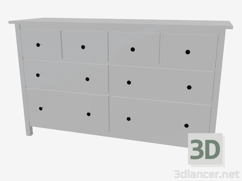 3D Modell Kommode mit 8 Schubladen - Vorschau