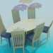 3d model Set of oval table and chairs - preview