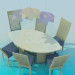 3d model Set of oval table and chairs - preview