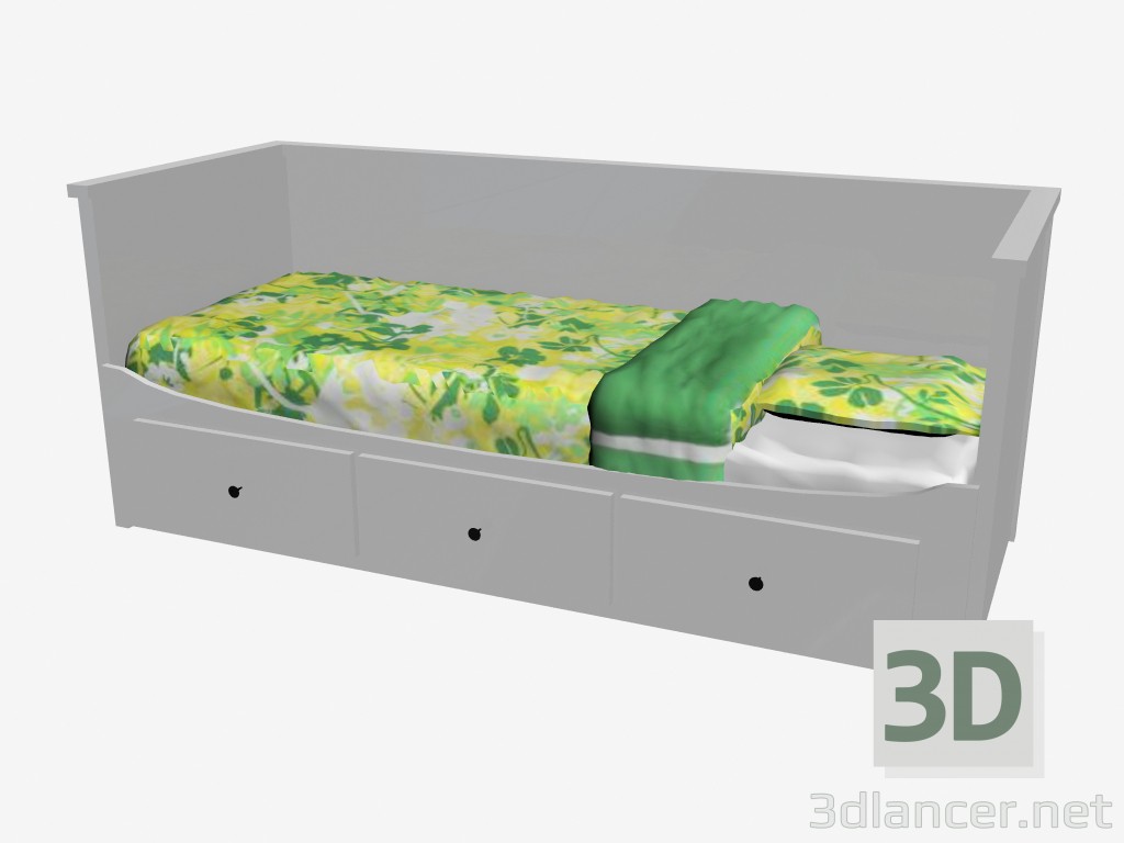 3d model Cama con 3 cajones - vista previa