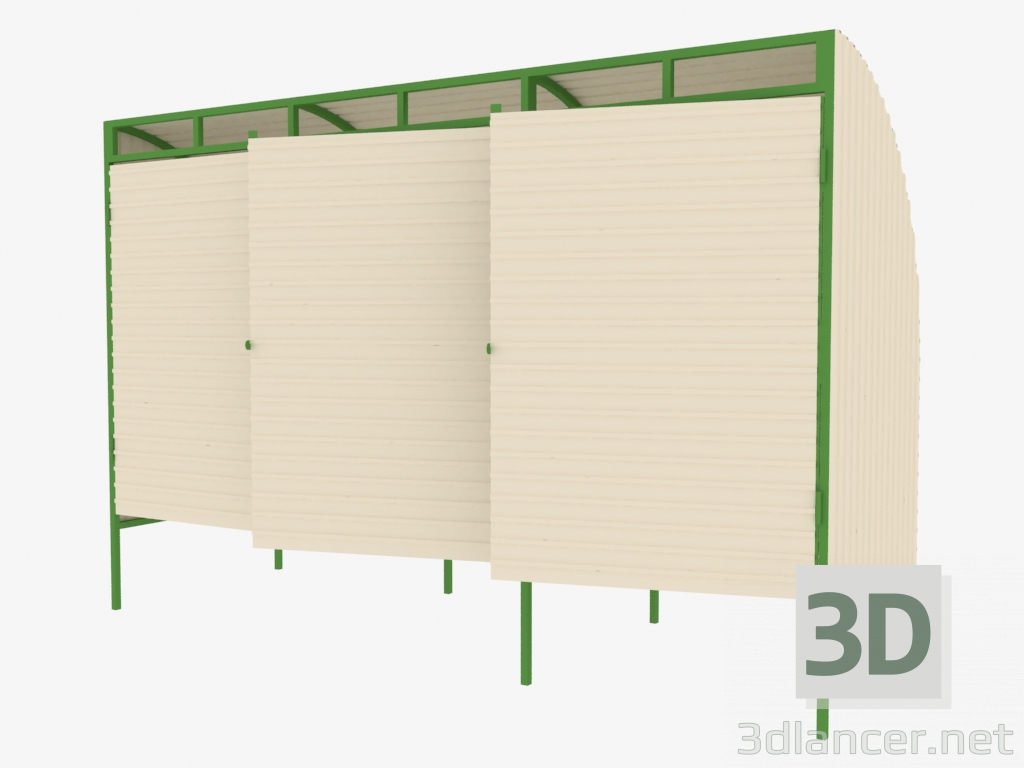 Modelo 3d Dossel para 3 contêineres MSW (9016) - preview