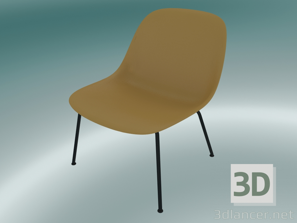 Modelo 3d Poltrona com tubos na base de fibra (ocre, preto) - preview