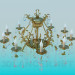 3d model Candelabro dorado lujoso con gotas de cristal - vista previa