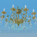 3d model Candelabro dorado lujoso con gotas de cristal - vista previa