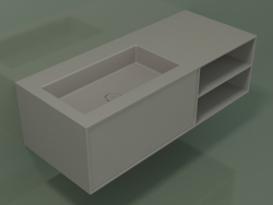 Washbasin with drawer and compartment (06UC724S2, Clay C37, L 120, P 50, H 36 cm)