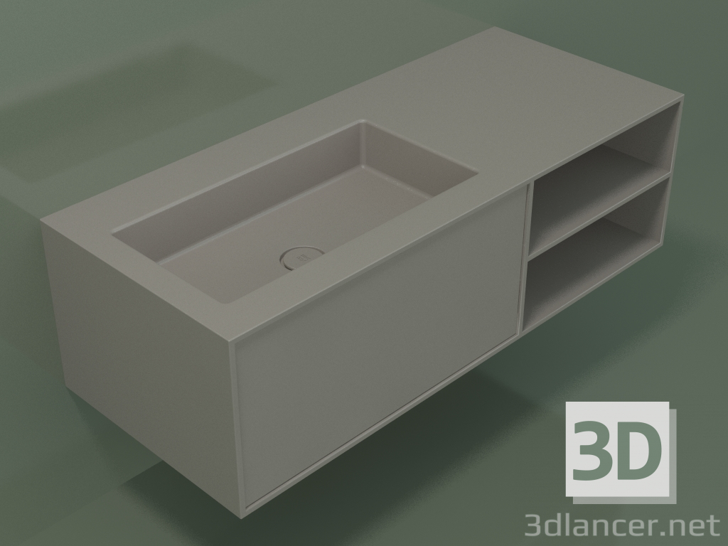 modèle 3D Lavabo avec tiroir et compartiment (06UC724S2, Clay C37, L 120, P 50, H 36 cm) - preview