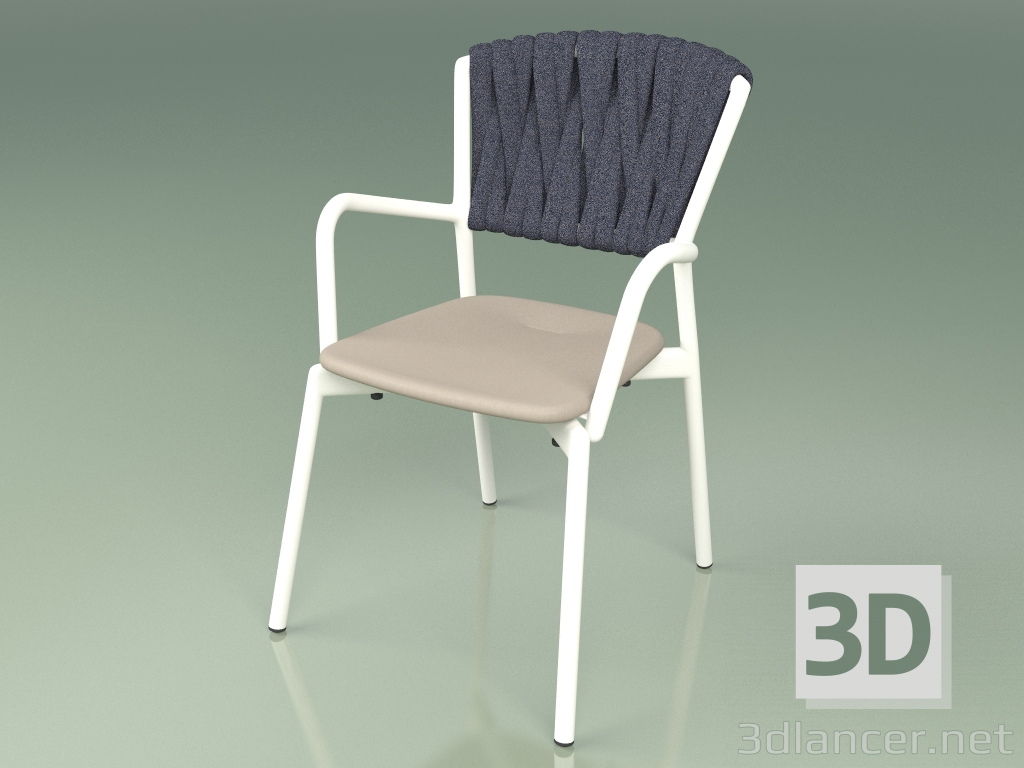 3d model Silla 221 (Leche de metal, Mole de resina de poliuretano, Cinturón acolchado Gris-Azul) - vista previa