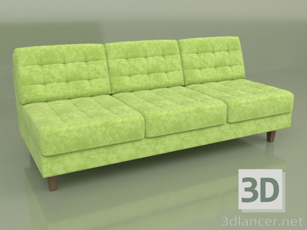 3d model Sección Cosmo tres plazas (terciopelo verde) - vista previa