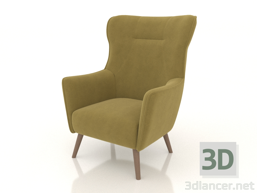 modèle 3D Fauteuil Camilla (jaune safran) - preview