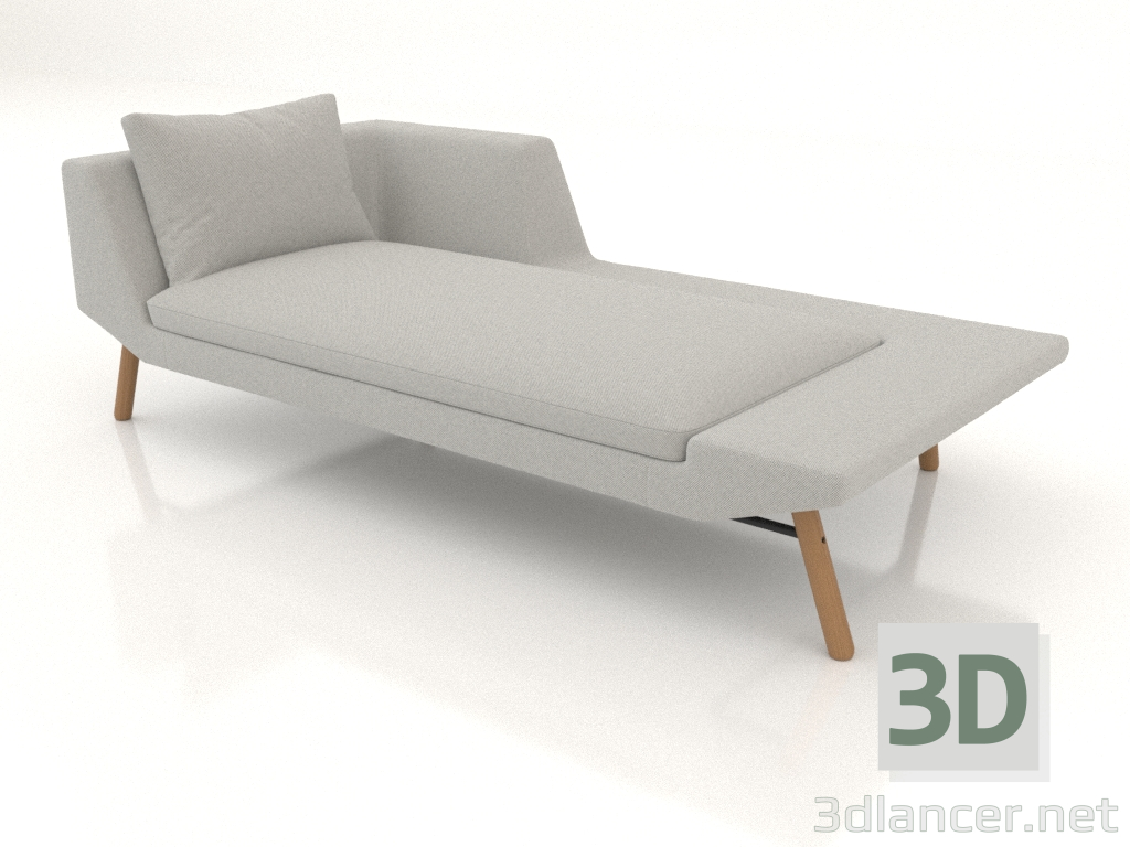 modello 3D Chaise longue 207 con bracciolo a sinistra (gambe in legno) - anteprima