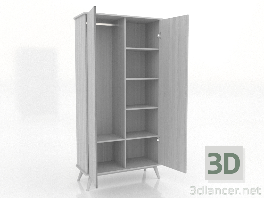 modèle 3D Armoire 4 1000x450x2000 mm (ouverte, blanc RAL 9010) - preview modèle 3D Armoire 4 1000x450x2000 mm (ouverte, blanc RAL 9010) - preview