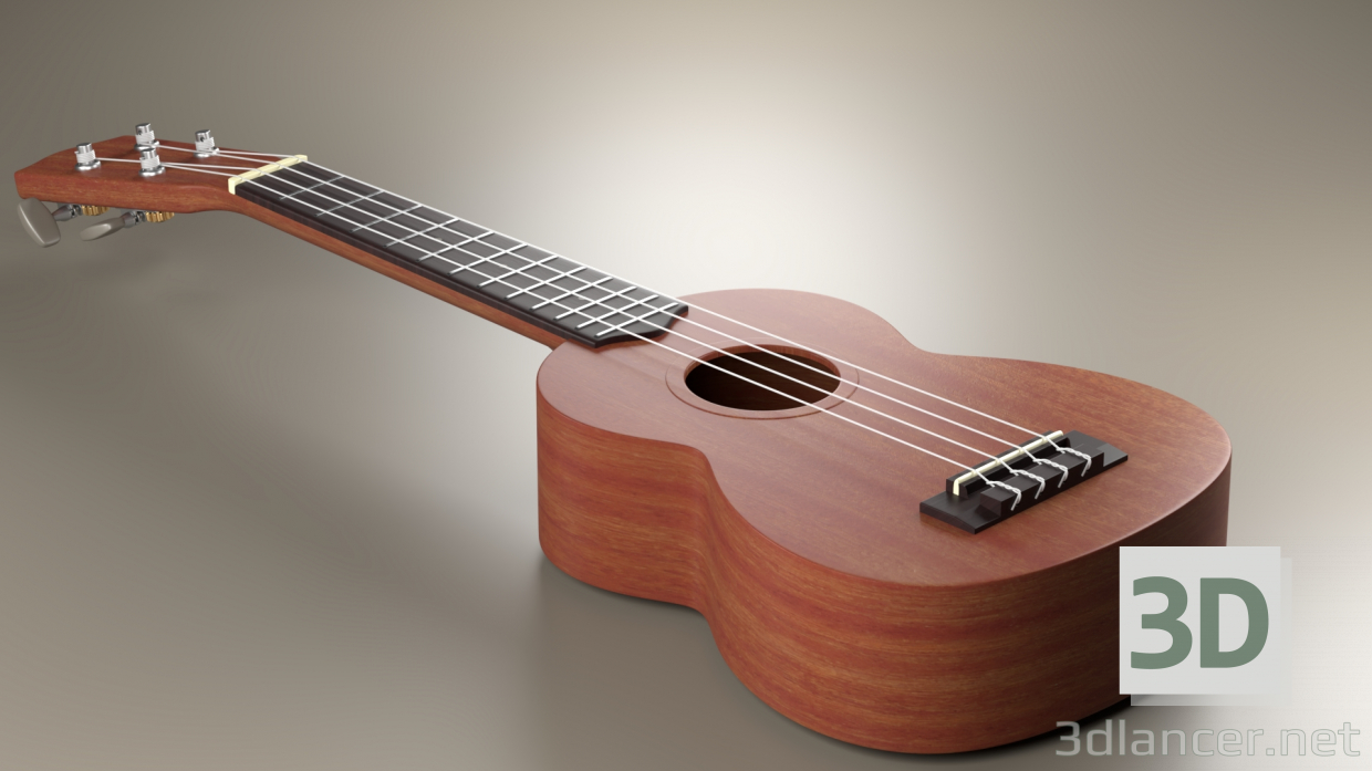 modello 3D Chitarra, Ukulele - anteprima