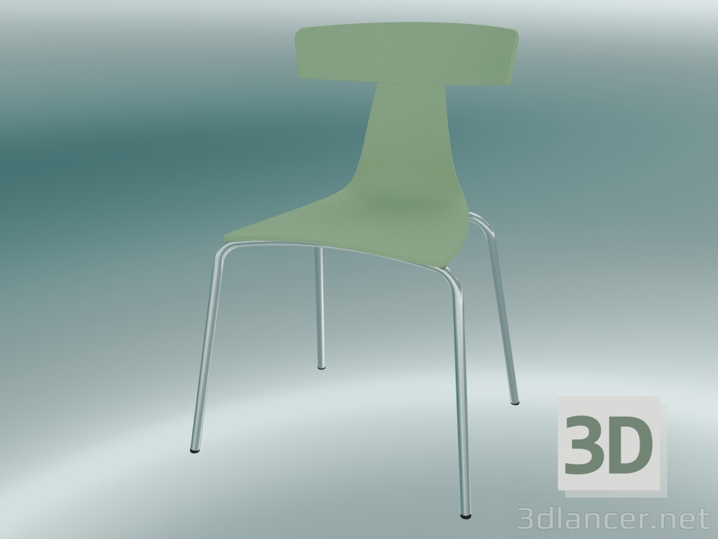 3d model Silla apilable Silla de plástico REMO (1417-20, plástico verde pastel, cromo) - vista previa