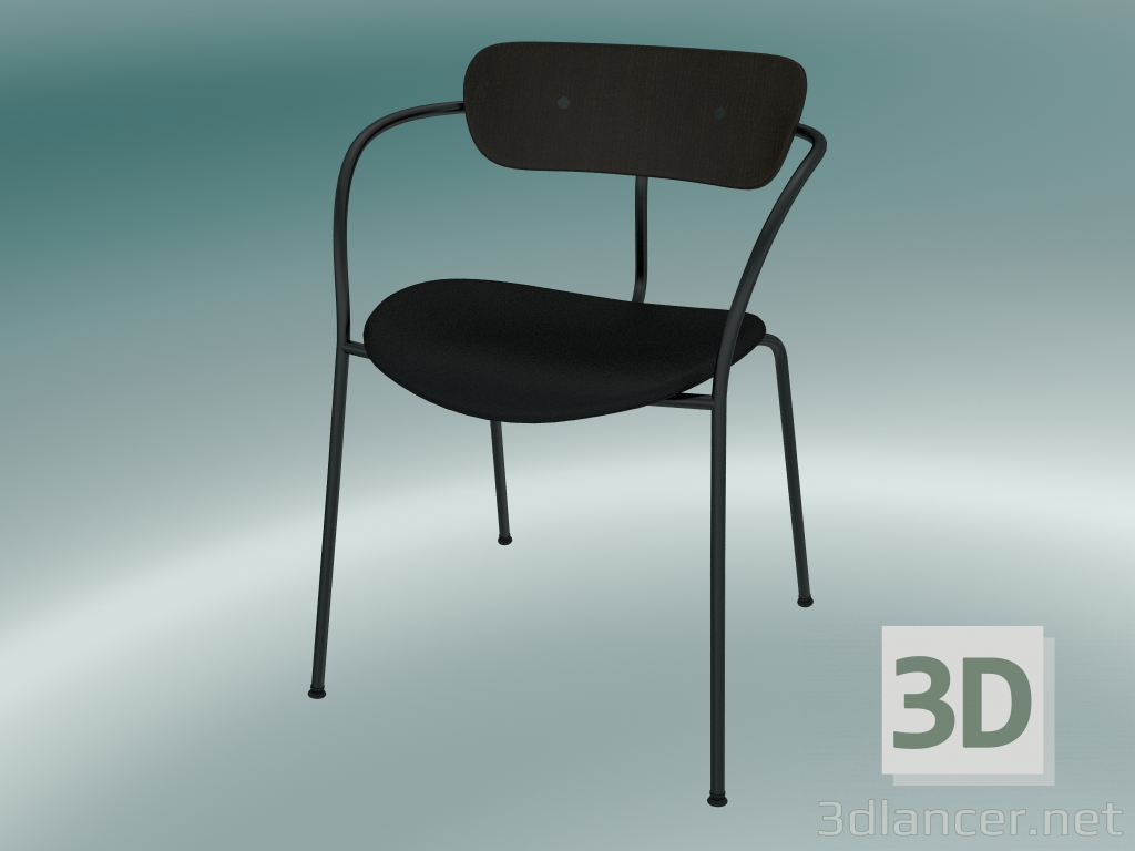 3d model Pabellón de la silla (AV4, H 76cm, 52x56cm, Nogal, Cuero - Seda negra) - vista previa