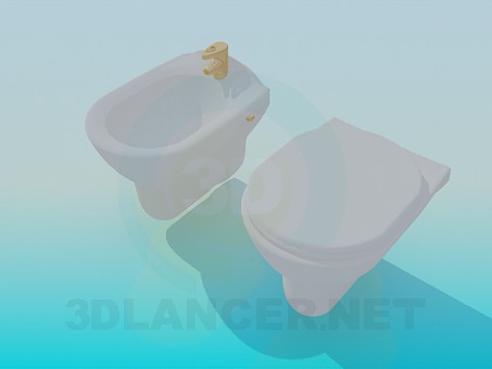 3d model Bidé y WC - vista previa