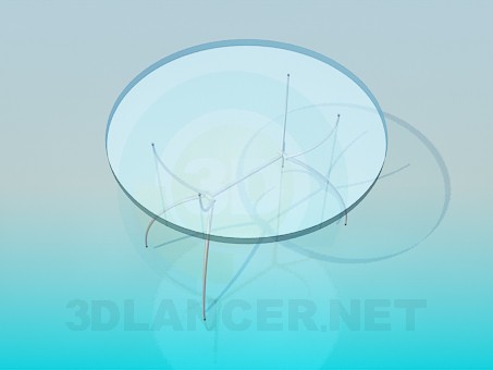 3d model Glass round table on thin legs - preview