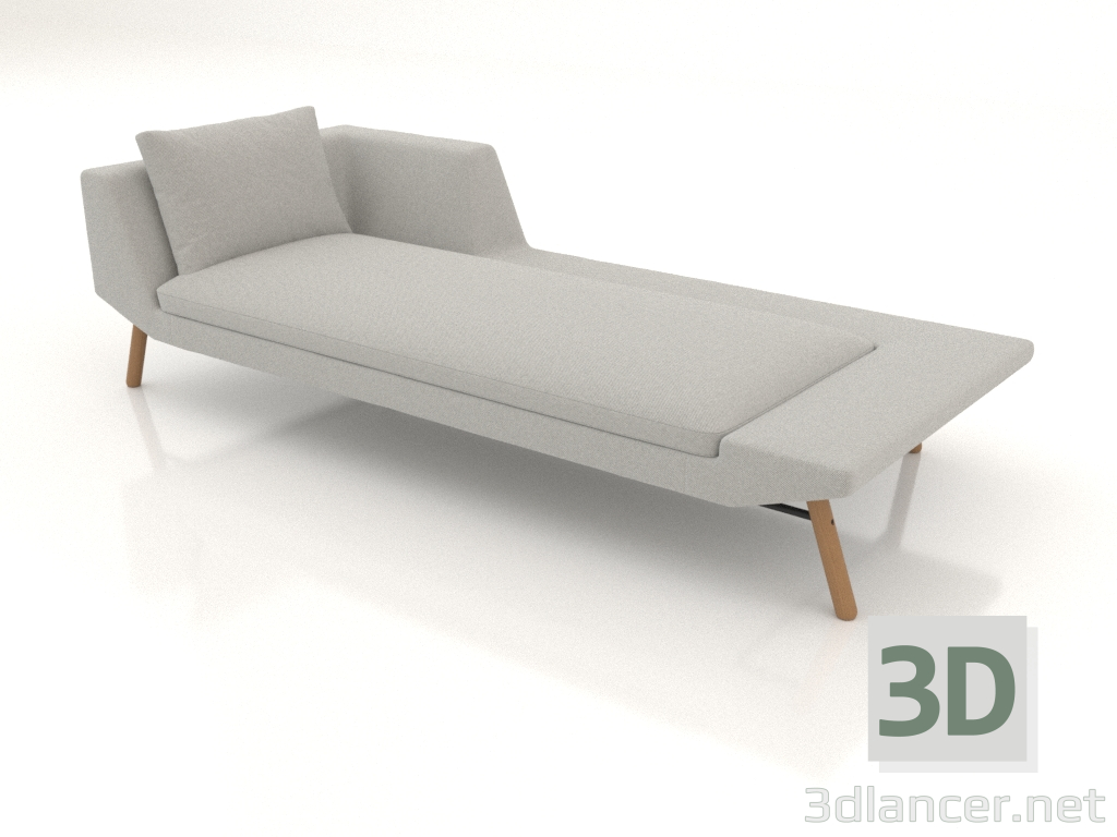 modello 3D Chaise longue 240 con bracciolo a sinistra (gambe in legno) - anteprima