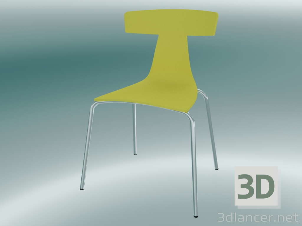 3d model Silla apilable Silla de plástico REMO (1417-20, plástico azufre amarillo, cromo) - vista previa