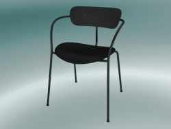 Fauteuil Pavilion (AV4, H 76cm, 52x56cm, Chêne laqué noir, Cuir - Soie noire)