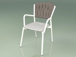 Chaise 221 (Métal Lait, Résine Polyuréthane Gris, Ceinture Rembourrée Gris-Sable)