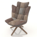 modèle 3D Fauteuil style Husk (patchwork marron) - preview