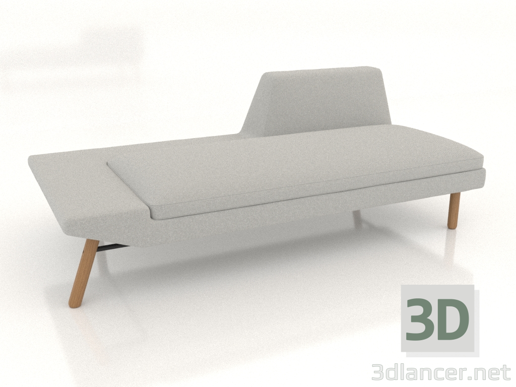 modello 3D Chaise longue aperta 186 con bracciolo a destra (gambe in legno) - anteprima