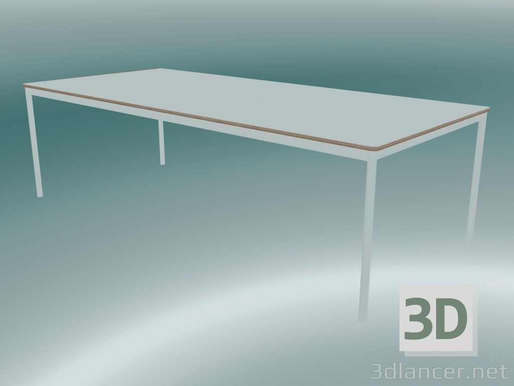 modello 3D Tavolo rettangolare Base 250x110 cm (Bianco, Compensato, Bianco) - anteprima