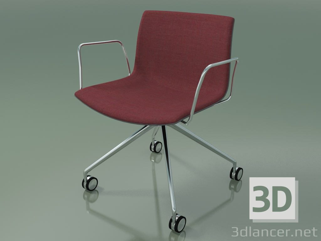 3d model Silla 2057 (4 ruedas, con reposabrazos, LU1, con tapizado delantero, polipropileno PO00412) - vista previa