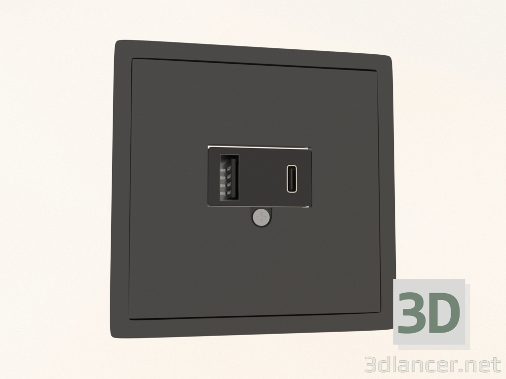 Modelo 3d Carregador USB, 3.1A tipo A; C (preto, preto, DA27628) R98 - preview