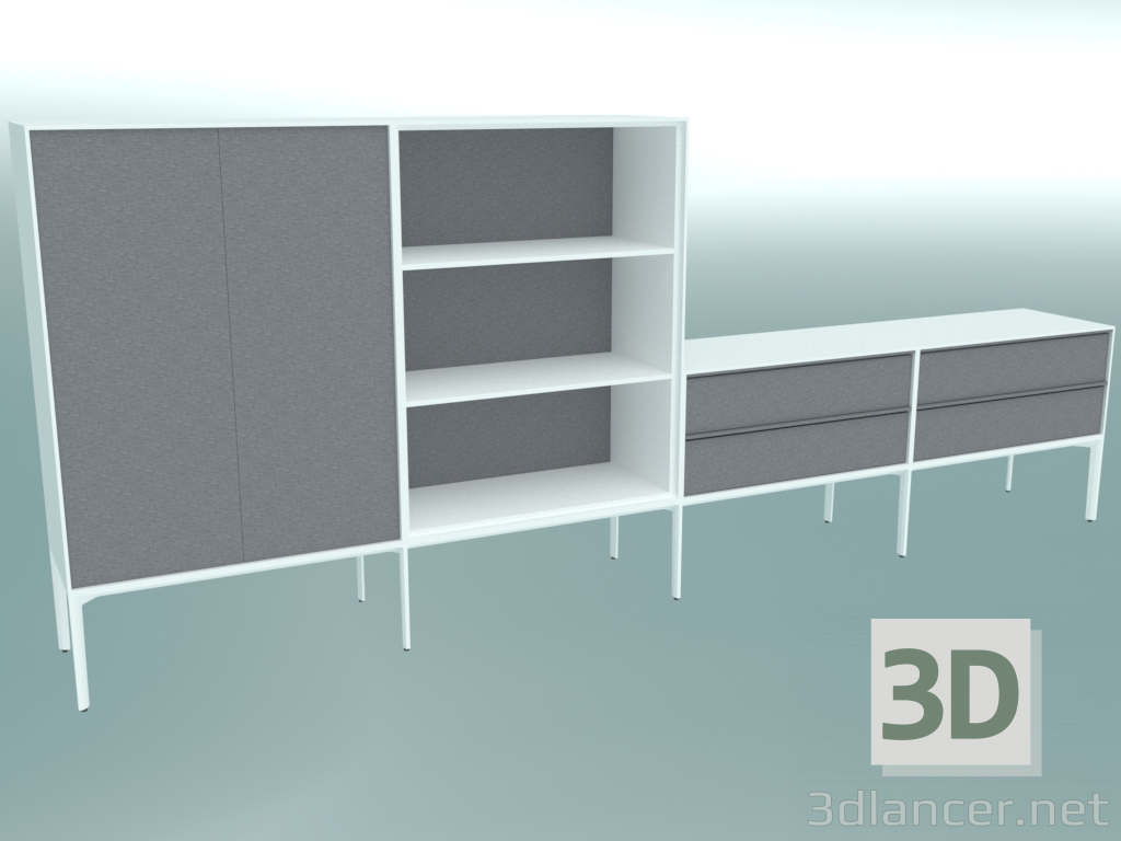 3d модель Система офисного хранения ADD S (L - doors + L - open + S - two drawers double) – превью